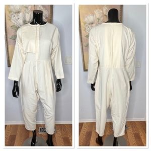Black Crane Batwing Sleeve Jumpsuit Sz S Rayon/Wool Blend Cream